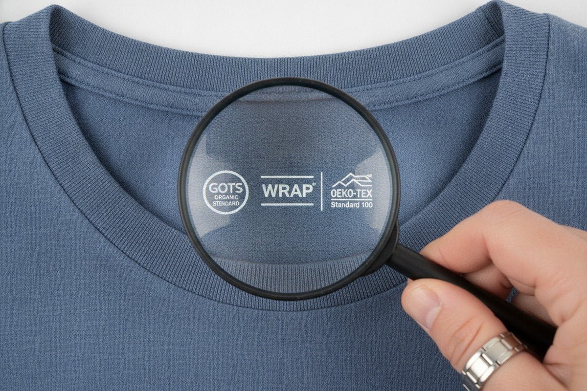 Essential social responsibility certifications like GOTS, Fairtrade, and WRAP for cotton t-shirt orders (ID#2)